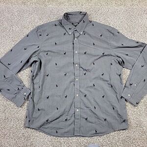 Chaps Shirt Mens 2XL Gray Long Sleeve Button Down Charcoal All Over Deer…